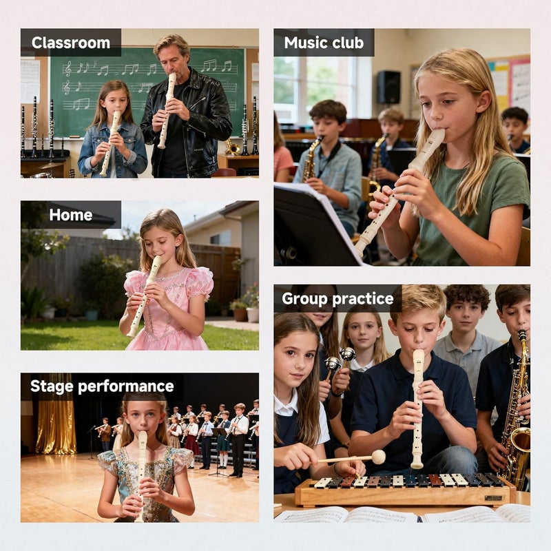 SDREAM Soprano Recorder Instrument For Kids - German Fingering 8 Hole Beginner Music Recorder Flute With Cleaning Rod, Leather Packaging & Fingering Chart - Image 3